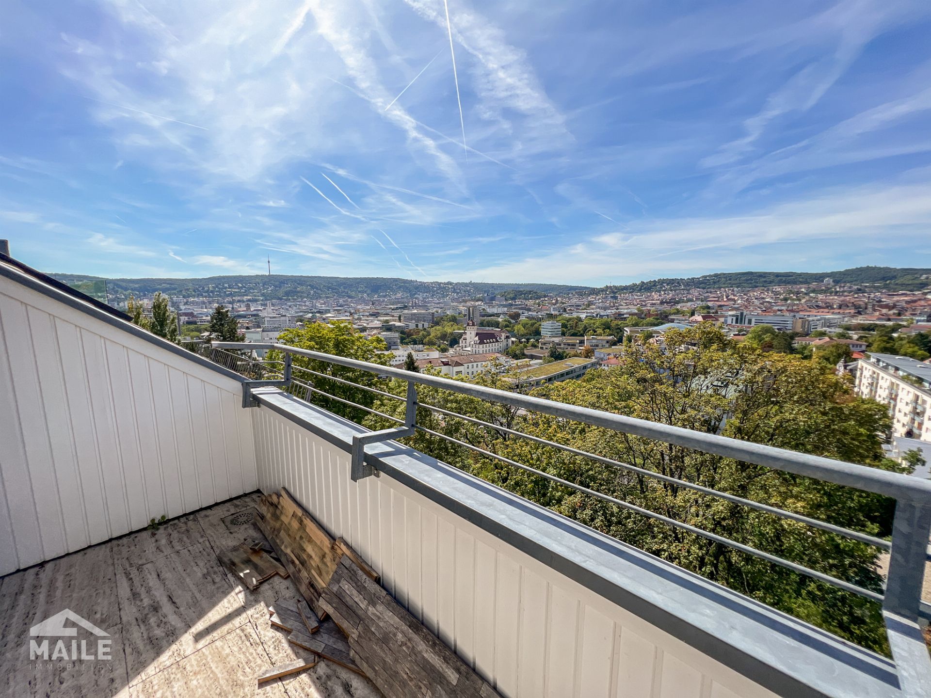 Traumhafte 3,5 Zimmer Dachgeschosswohnung mit Blick über Stuttgart! - Dachterrasse Ausblick