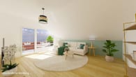 Sonnige 3,5-Zimmer Dachgeschosswohnung mit Balkon und Garage in ruhiger Lage! - Wohnzimmer mit Balkonzugang - Visualisierung