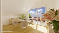 Sonnige 3,5-Zimmer Dachgeschosswohnung mit Balkon und Garage in ruhiger Lage! - Essbereich mit Balkonzugang - Visualisierung