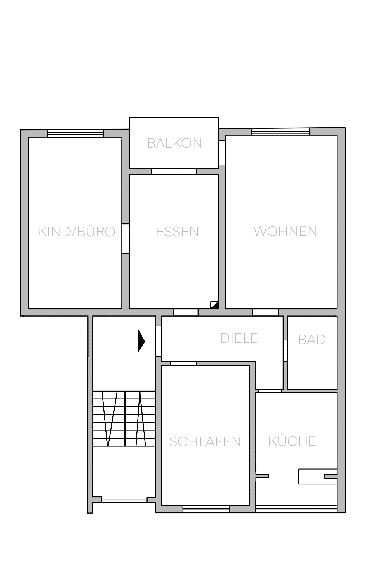 Frisch renovierte 4-Zimmer-Wohnung mit sonnigem Balkon, großem Hobbyraum und Garage! - Grundriss