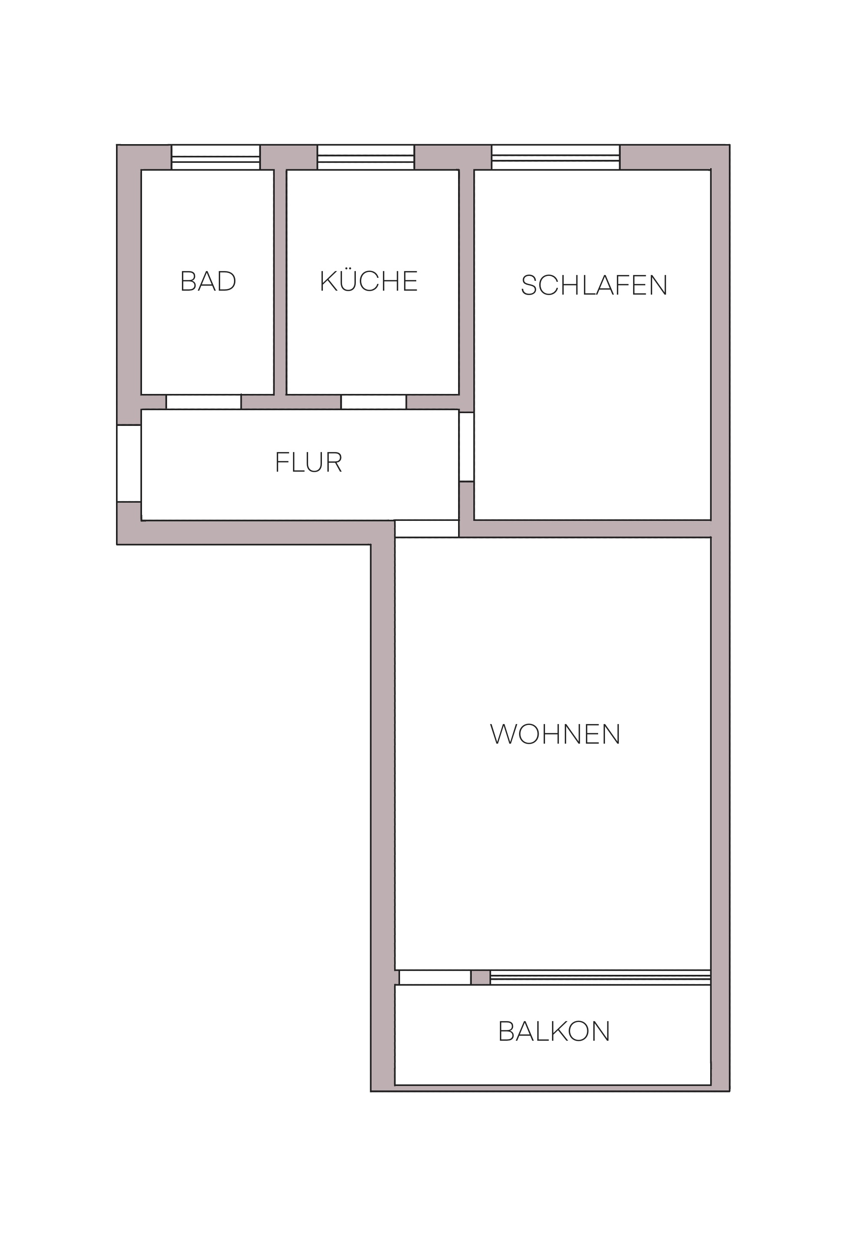 Sonnige 2 Zimmerwohnung mit Balkon, EBK und Garagenstellplatz - Grundriss
