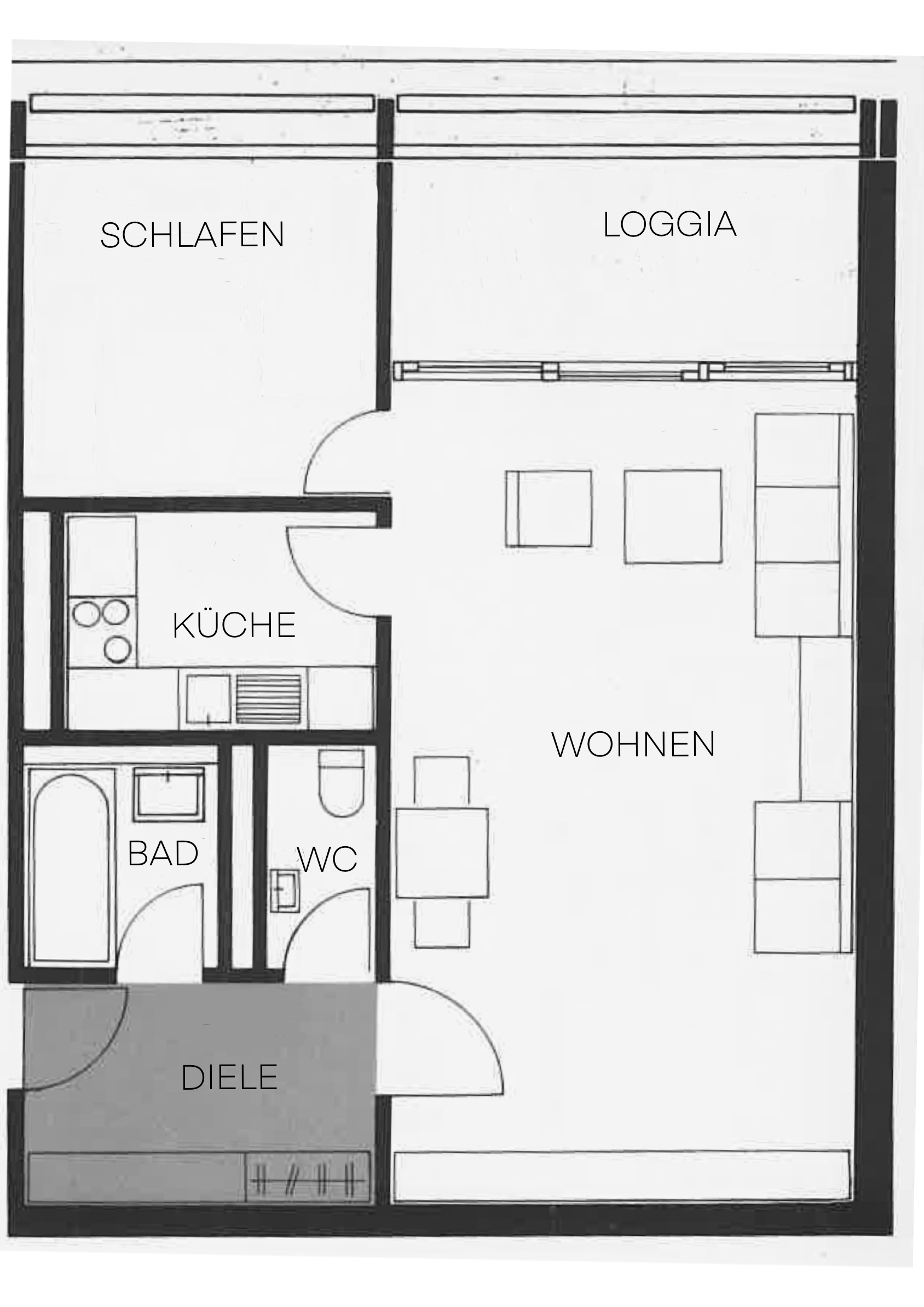 Helle 2-Zimmerwohnung mit Blick über den Eichenhain! - Grundriss