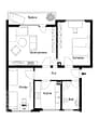 Neuwertige und helle 3-Zimmerwohnung mit Balkon und Einbauküche - Grundriss